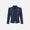 Giacca in crêpe stretch con baschina e zip