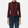 Giacca in crêpe stretch con baschina e zip