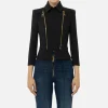 Giacca in crêpe stretch con baschina e zip
