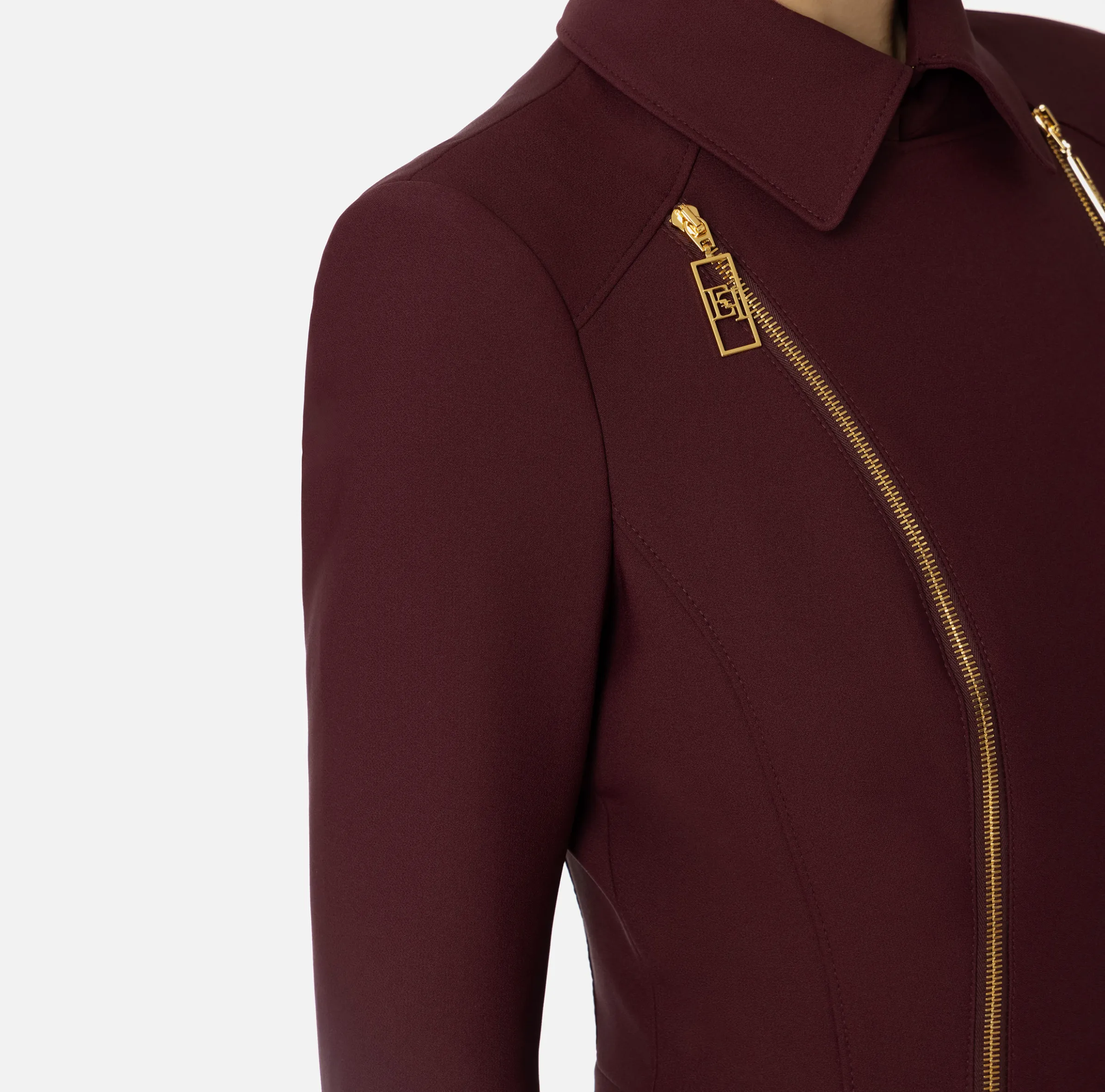 Giacca in crêpe stretch con baschina e zip