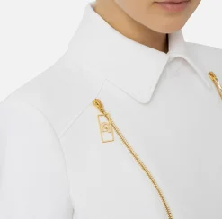 Giacca in crêpe stretch con baschina e zip