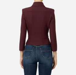 Giacca in crêpe stretch con baschina e zip