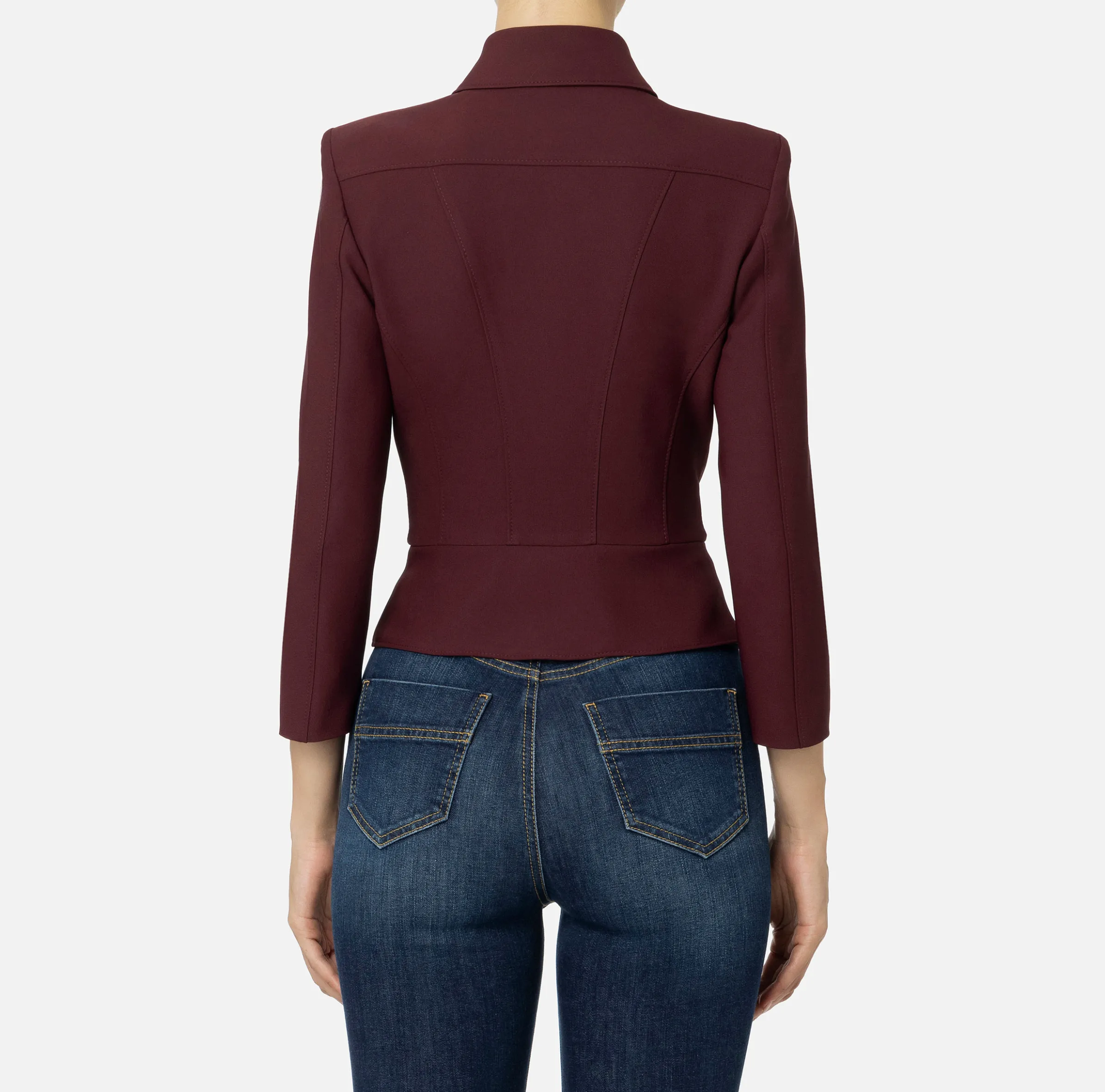 Giacca in crêpe stretch con baschina e zip