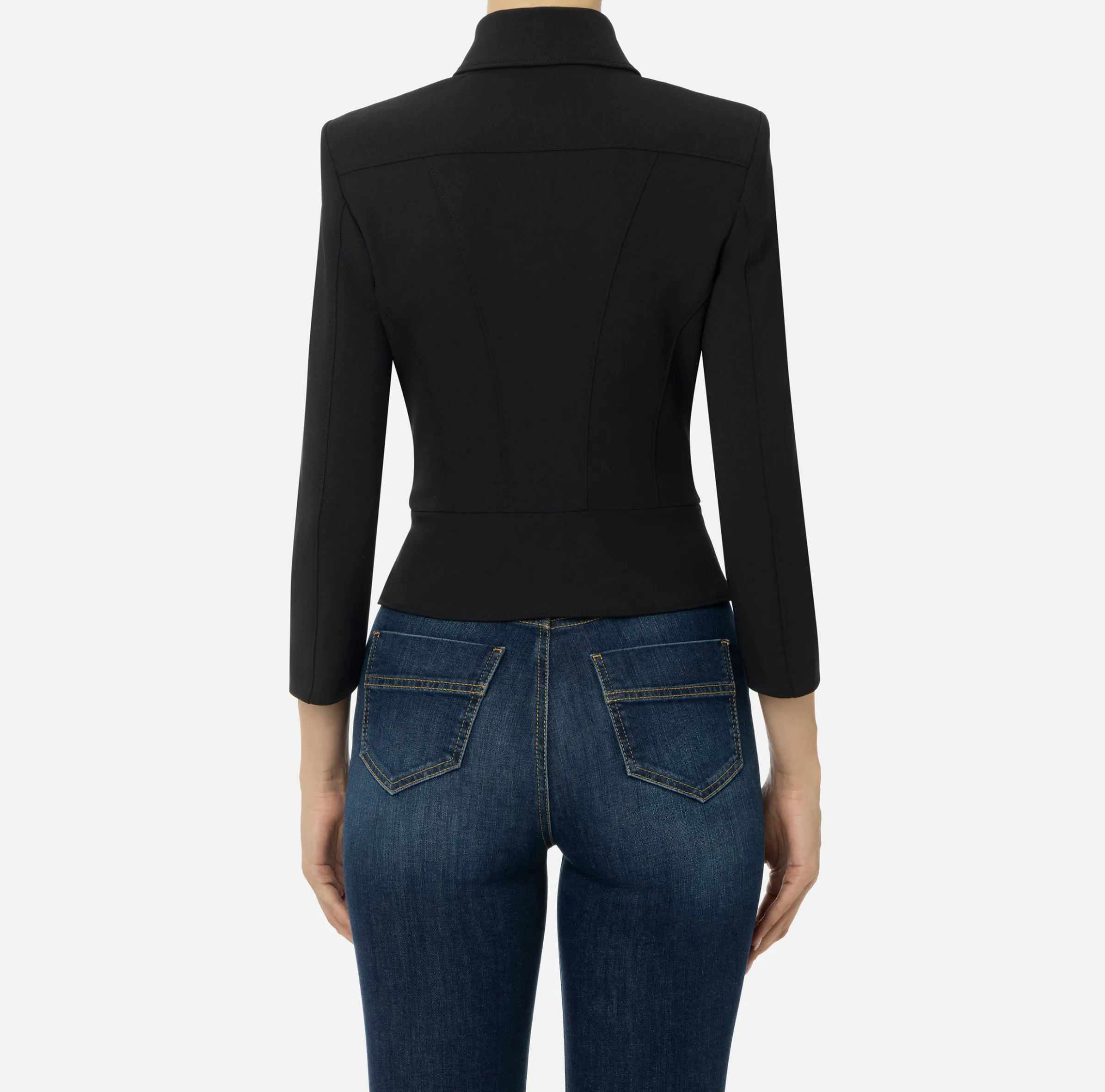 Giacca in crêpe stretch con baschina e zip