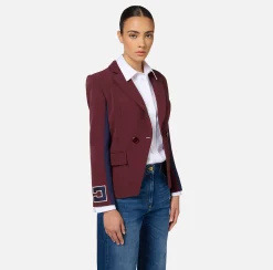 Giacca in crêpe stretch con bande e ricamo logo