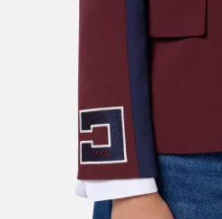 Giacca in crêpe stretch con bande e ricamo logo