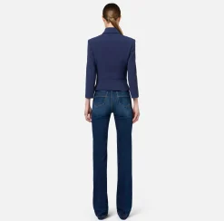 Giacca in crêpe stretch con baschina e zip