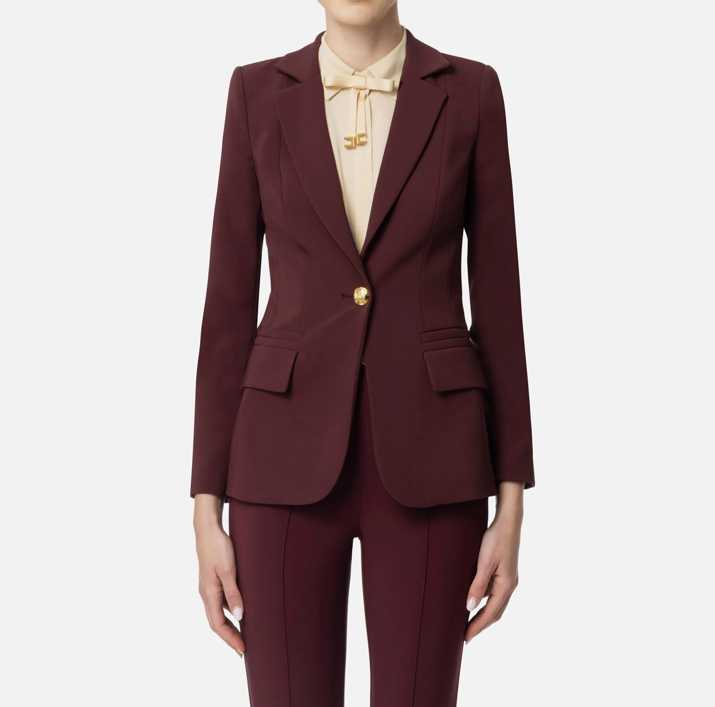 Giacca in crêpe stretch sfiancata