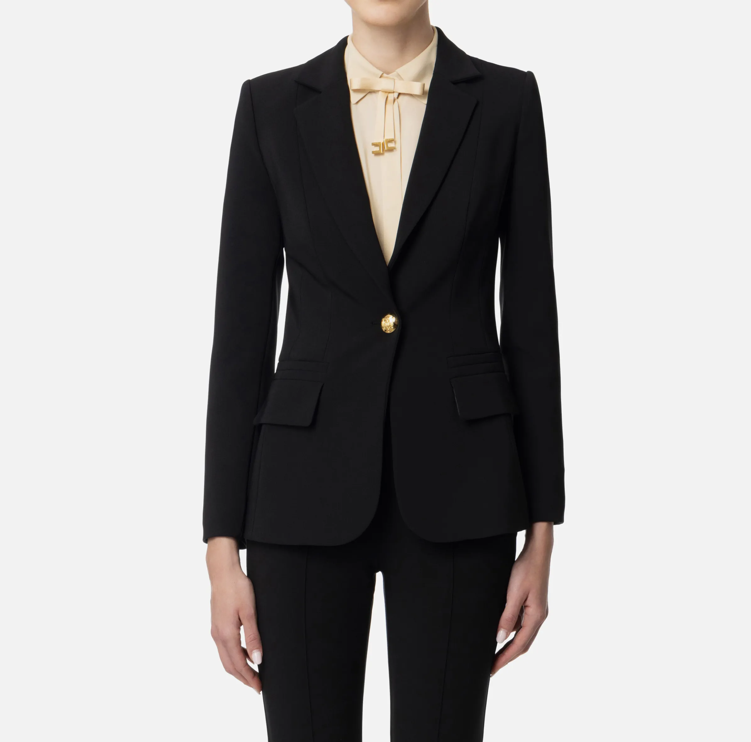 Giacca in crêpe stretch sfiancata