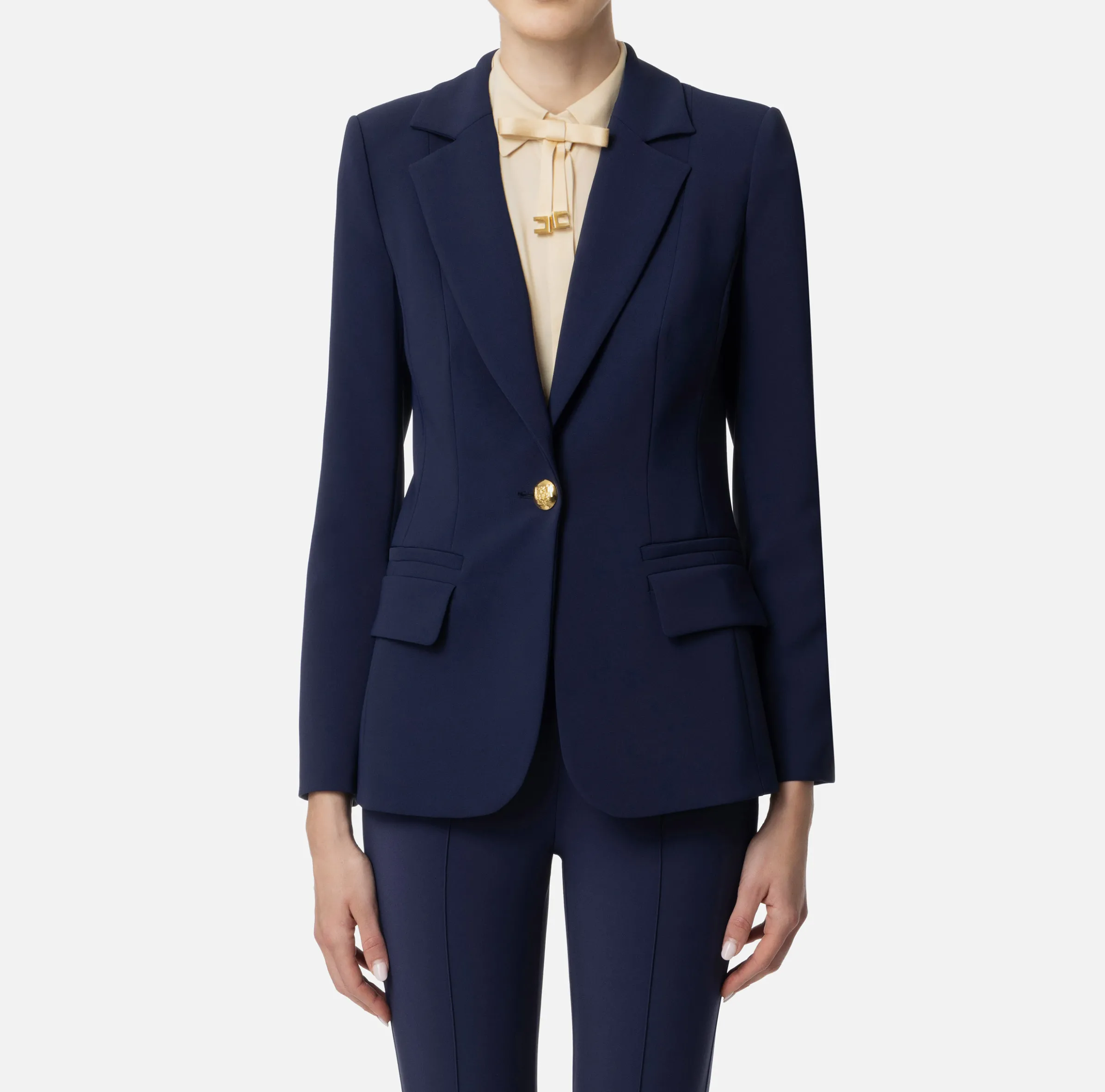Giacca in crêpe stretch sfiancata