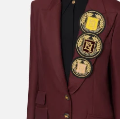 Giacca monopetto in fresco di lana con patch