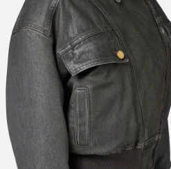 Giubbotto in denim craquelé lucido