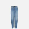 Gonna lunga in denim con spacco