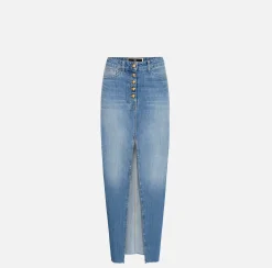 Gonna lunga in denim con spacco