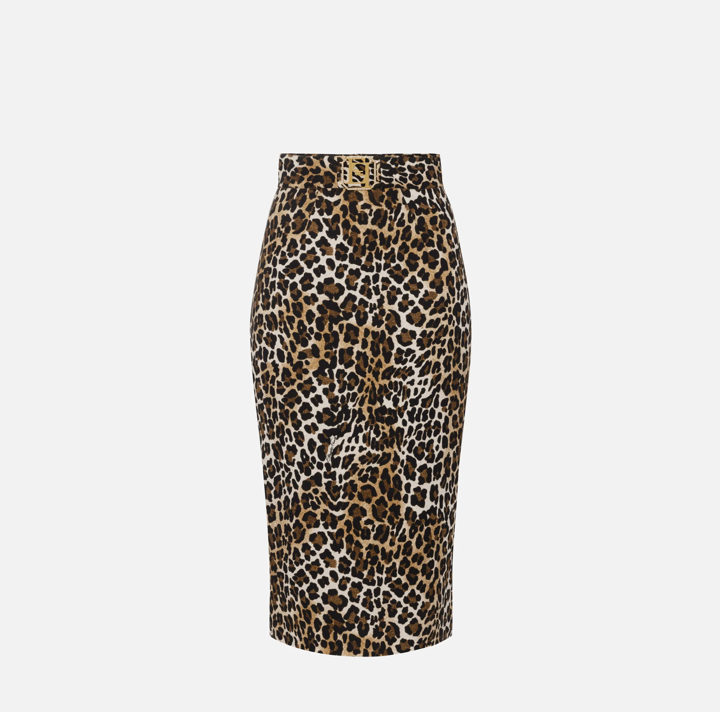 Gonna midi in crêpe animalier