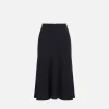 Gonna midi in crêpe satin con bande