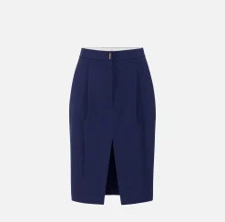 Gonna midi in crêpe stretch con pinces
