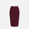 Gonna midi in crêpe stretch con morsetto