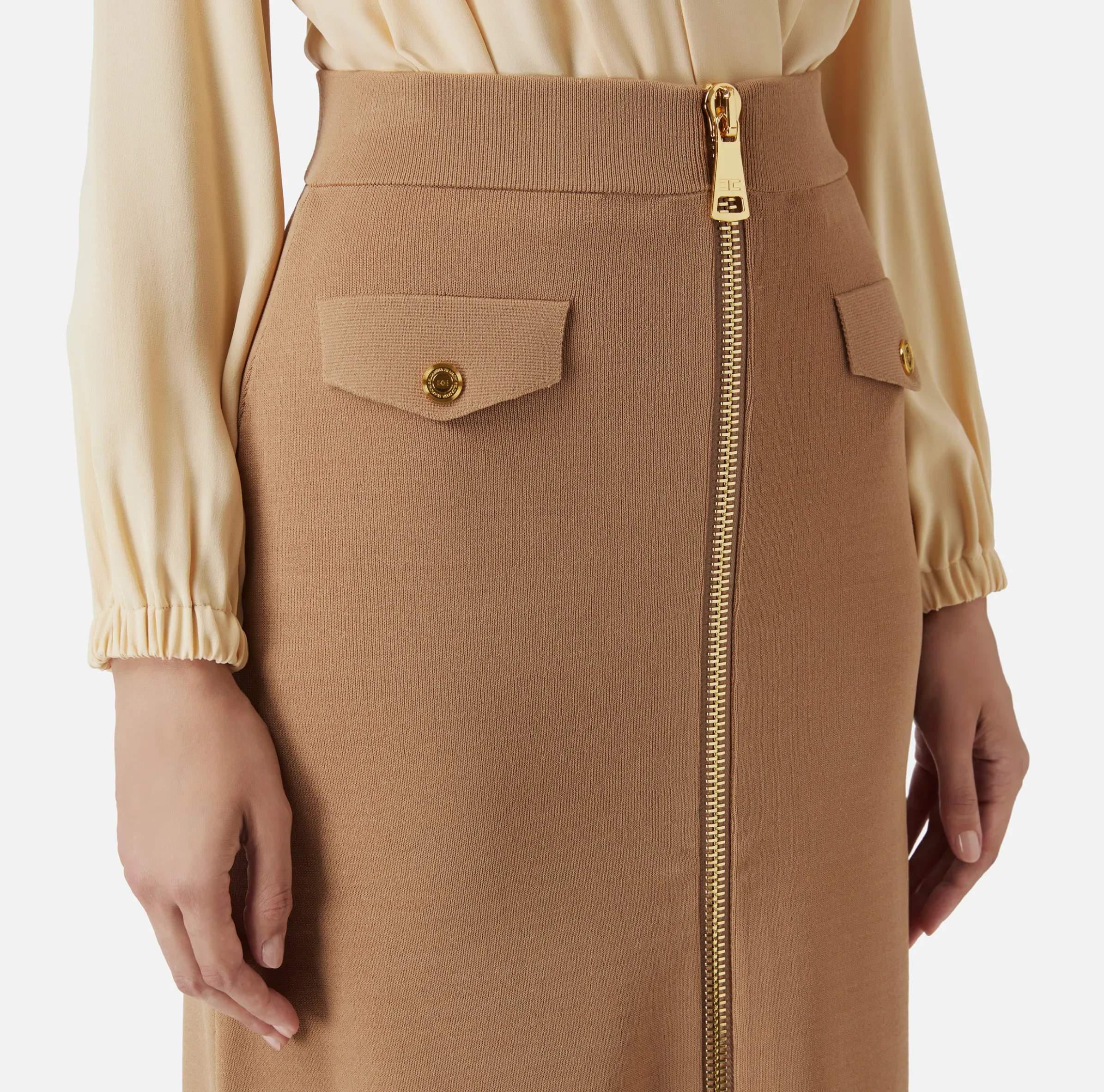 Gonna midi in viscosa con zip