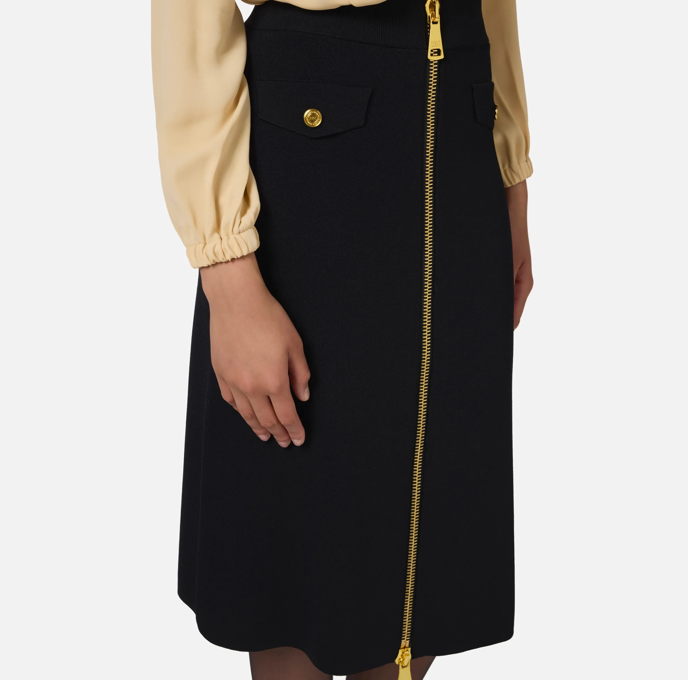 Gonna midi in viscosa con zip