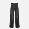 Jeans a gamba larga in cotone con inserti in nylon
