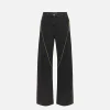 Jeans a gamba larga in cotone con zip