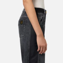 Jeans a gamba larga in cotone con inserti in nylon