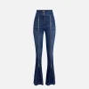 Jeans a zampa in cotone con zip