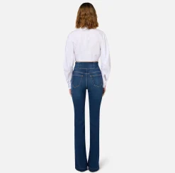 Jeans a zampa in cotone con zip