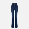 Jeans a zampa in cotone stretch con nervature