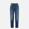 Jeans boyfriend in cotone stretch con risvolto