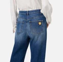 Jeans boyfriend in cotone stretch con risvolto