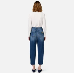 Jeans boyfriend in cotone stretch con risvolto