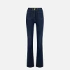 Jeans dritto in cotone stretch con placche logo