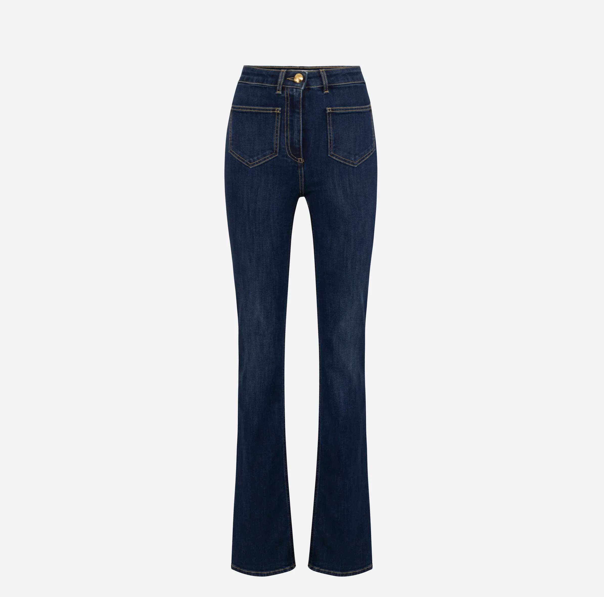 Jeans dritto in cotone stretch con placche logo