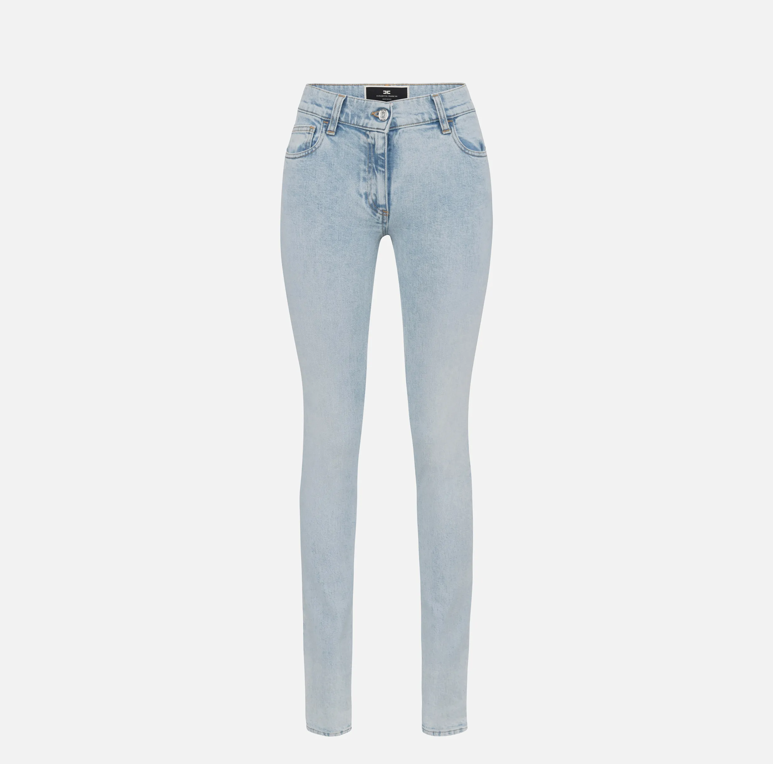 Jeans skinny in cotone stretch con placca logo