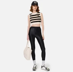 Leggings in lycra lucida con elastico logato