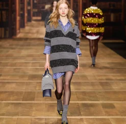 Maglia a righe in lana con filo paillettes