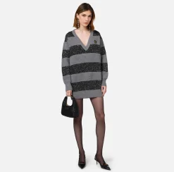 Maglia a righe in lana con filo paillettes