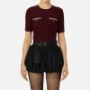 Maglia cropped in lana bouclé con ricamo