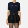 Maglia cropped in lana bouclé con ricamo