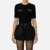 Maglia cropped in lana bouclé con ricamo
