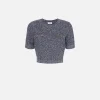 Maglia cropped in lana bouclé con ricamo