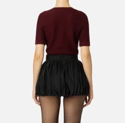 Maglia cropped in lana bouclé con ricamo