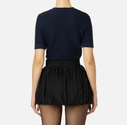 Maglia cropped in lana bouclé con ricamo