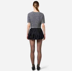 Maglia cropped in lana bouclé con ricamo