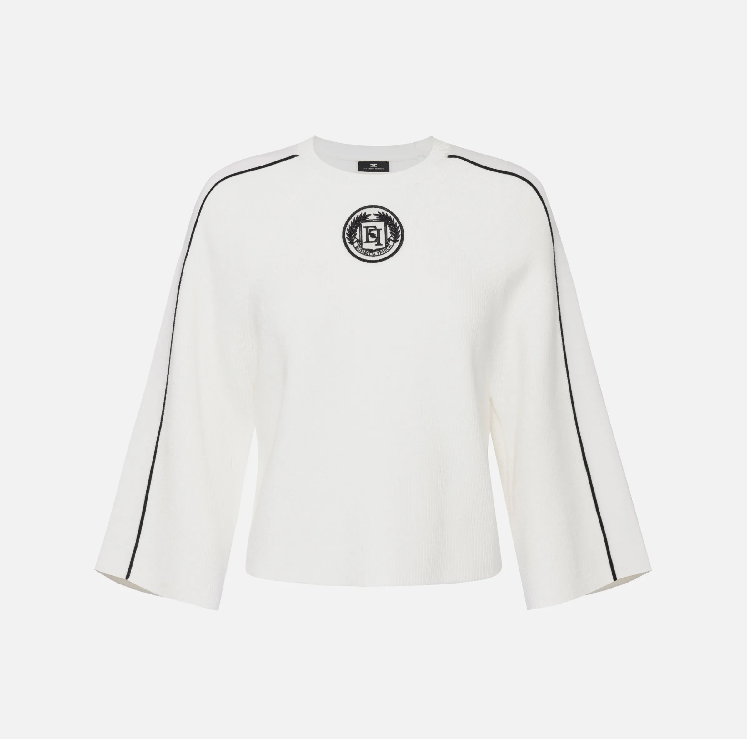 Maglia cropped in viscosa con patch logo