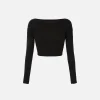 Maglia cropped in viscosa a coste con bottoniera
