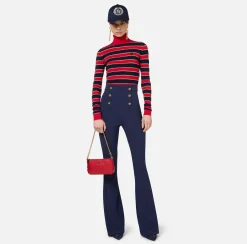 Maglia cropped in viscosa lurex a righe