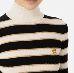 Maglia cropped in viscosa lurex a righe